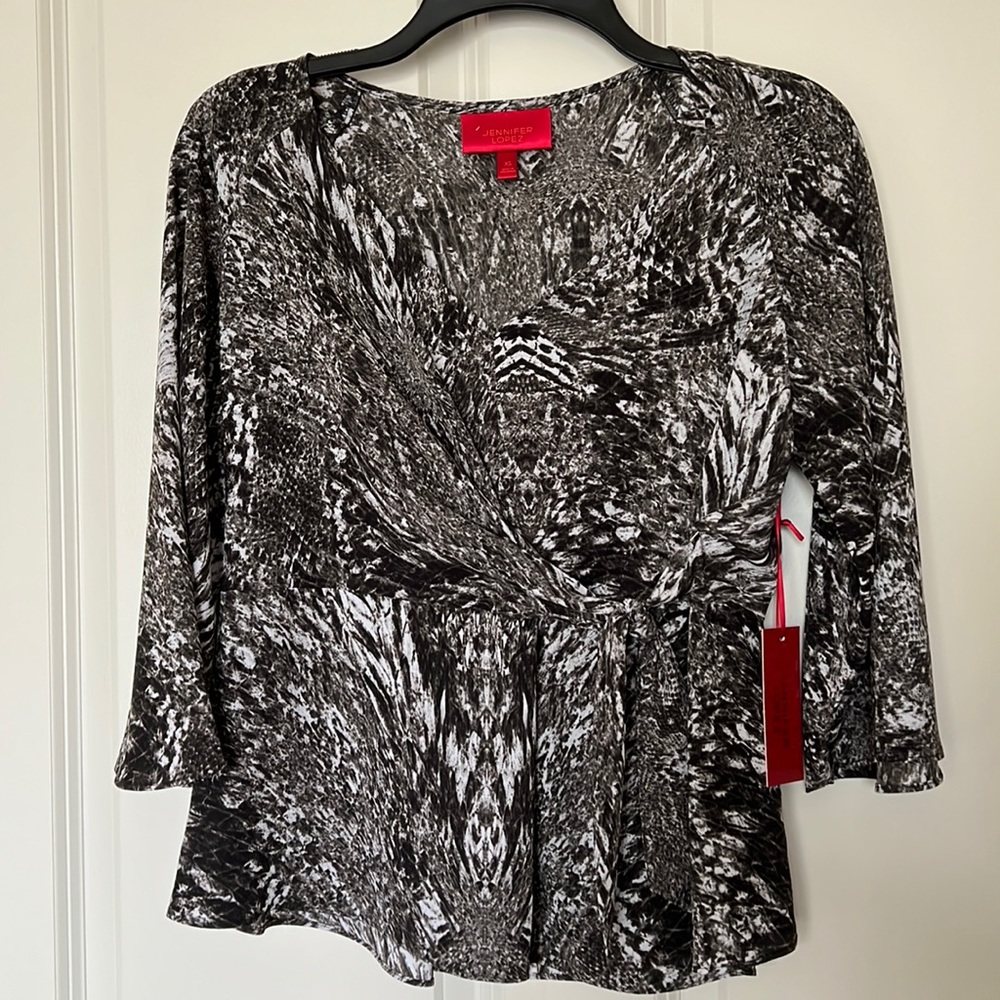 NWT JLo abstract print top, XS